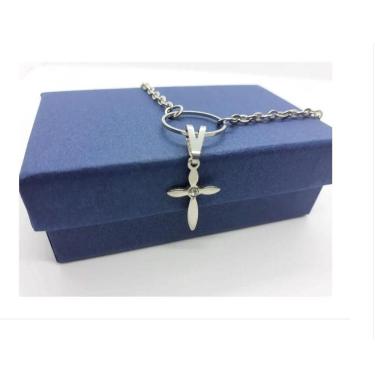 Imagem de Colar Choker Corrente Pingente Crucifixo Prata Com Zirconia