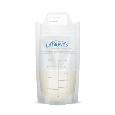 Imagem de Dr. Brown's Sacos de armazenamento de leite materno, sacos descartáveis e duráveis para congelamento e aquecimento do leite materno, (100 ct) sacos de 170 g, sem BPA