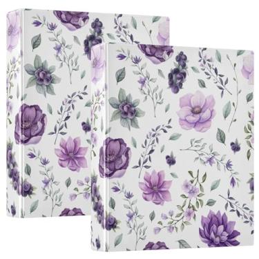 Imagem de Fichários de caderno de 3 anéis, fichários de caderno de 3 cm com prancheta, fichário escolar, 200 folhas, floral, aquarela