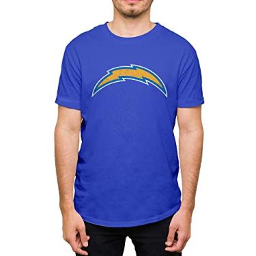 Imagem de Hybrid Sports NFL - Los Angeles Chargers - Logotipo da equipe envelhecida - Camiseta masculina e feminina de manga curta - Tamanho 3 GG