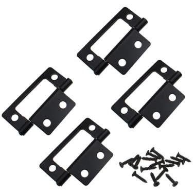 Imagem de LBTODH 4 peças dobradiças dobráveis pretas sem encaixe, dobradiça de peito de 5 x 2,4 cm para móveis e caixas de madeira