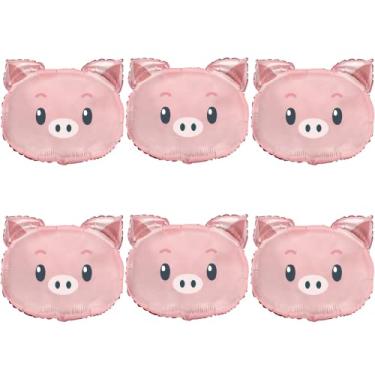 Imagem de Pig Head Balloons - 22.8" Animal of Pink Piggy Foil Balloons for Jungle Farm Zoo Safari Theme Birthday Baby Shower Party Decoration