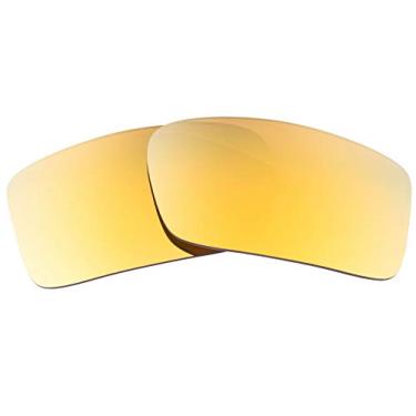 Imagem de Lentes de reposição polarizadas compatíveis com óculos de sol Oakley Gascan 24-435 - Feito nos EUA - Marrom polarizado com espelho dourado 24K