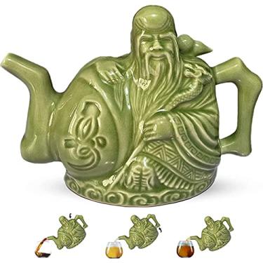 Imagem de Thyggzjbs Bule de chá Assassin's – Chaleira de cerâmica chinesa feita à mão, uma panela, três bebidas, dois corações, dispensador de bebidas, truque de mágica, 473 ml