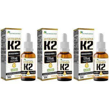 Imagem de 3x Vitamina K2 Menaquinona 120 mcg 20ml - Sabor Laranja - Flora Nativa do Brasil-Unissex