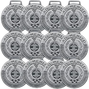 Imagem de Kit com 20 Medalhas Rema Honra Ao Mérito 50mm Com Fita Cor Prata-Unissex