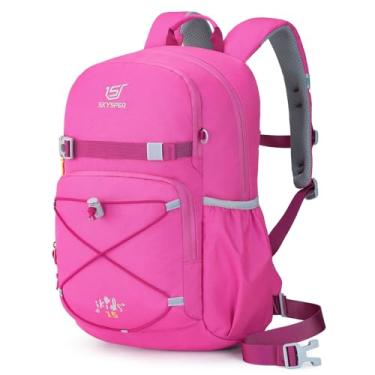 Imagem de SKYSPER Mochila infantil – Mochila escolar de 15 L de 4 a 12 anos, design ergonômico, vários compartimentos, respirável, mochila de viagem, Ikids15-a-pink, Mochilas Daypack