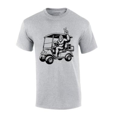 Imagem de Camiseta masculina de golfe, carrinho de golfe, pé grande, engraçada, sinal de paz, manga curta, Cinza esportivo, XXG