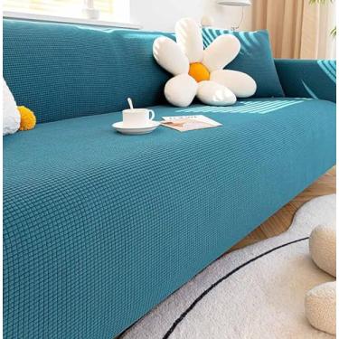 Imagem de Sofá Slipcover Sofá Capa Protetor De Móveis Sofá Macio Com Fundo Elástico Para Crianças, Poliéster Spandex Jacquard Tecido Pequenas Verificações (Adequado para 90-118 inch,Azul)