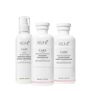 Imagem de Kit Keune Care Keratin Smooth Shampoo Condicionador E Style Dry Nº11 (3 Produtos)