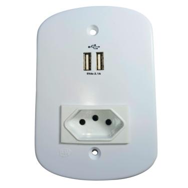 Imagem de TOMADA USB COM PROTETOR 4x2 PARA RAIOS E SURTOS
