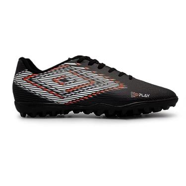 Imagem de Chuteira Society Umbro Play,Preto/Branco/Laranja Flúor,43