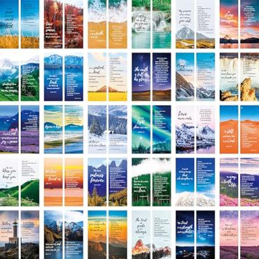 Imagem de Gethelud 120 marcadores bíblicos, 30 designs, impressão dupla face, marcadores motivacionais cristãos, creme, cartolina, 6 cm x 15,5 cm