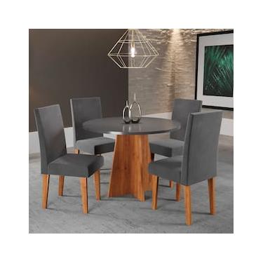 Imagem de Mesa de Jantar Redonda Viero Criative com 4 Cadeiras Vênus Estofadas e Revestidas