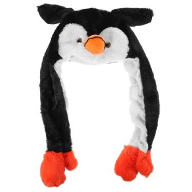 Imagem de Chapéu de pelúcia de pinguim para decorações de aniversário da primeira festa, chapéu engraçado de pelúcia fofo, chapéus engraçados com alças de orelha de rosto delicado Decorações de festa de fiesta/