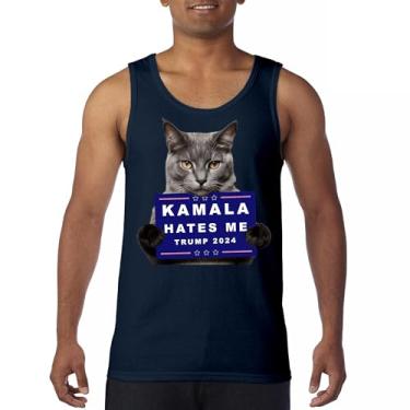 Imagem de Kamala Hates Me Trump 2024 Regata Engraçada Gato Republicano Pet Anti Harris Voto Vermelho MAGA Kitten 47 Fight Camiseta Masculina, Azul marinho, P