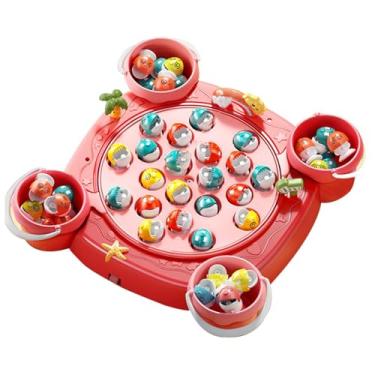 Imagem de Jogos educativos de pesca, brinquedos de jogos de pesca para crianças | Brinquedos de pesca magnéticos infantis com música | Jogo de tabuleiro giratório para festa, jogos de pesca com habilidade motor