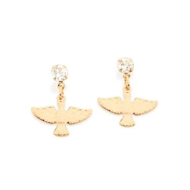 Imagem de Brincos banhado ouro 3x 24k 18k e 22k femininos pequenos cristal romma