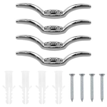 Imagem de Xhziy Prendedores de corda para persianas, gancho de metal de posicionamento de furo duplo com parafuso para persianas de escritório em casa e toldo de barco com mastro, 4 conjuntos