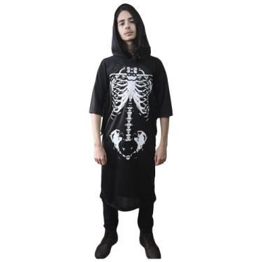 Imagem de Fantasia Halloween Esqueleto Scary Boy Preta com Capuz - Masquerade, P