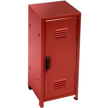 Imagem de PACOLO Mini Locker, pequeno armário de metal para desktop, organizador de armazenamento de mesa para meninas, cofre para dinheiro e cofre para meninas (vermelho)
