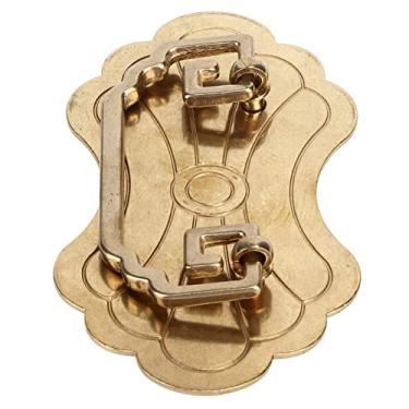 Imagem de Puxador de gaveta antigo chinês, retrô requintado 12,8 x 7 cm de cobre puro porta de armário caixa de madeira pequeno botão flor da sorte nó chinês ferragens para casa vintage com 2 parafusos, para