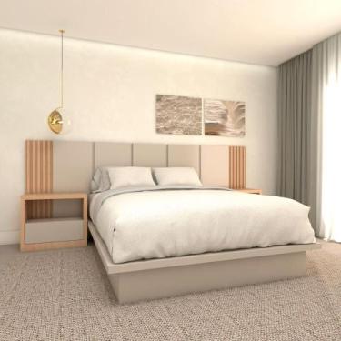 Imagem de Kit Quarto MDF Sob Medida Queen Com Cabeceira 3,0m e 2 Mesas - Casa La