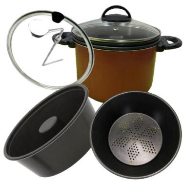 Imagem de Conjunto Panela Antiaderente Banho Maria 4 X 1 + Pipoqueira 20 + Cuscu