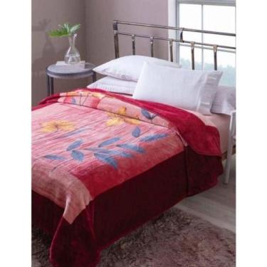 Imagem de Cobertor Kyor Plus Algarve 1,80mx2,20m - Jolitex, Vinho e Rosa, Casal