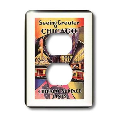 Imagem de 3dRose lsp_109573_6 Chicago Colage Vintage Travel Poster 2 Plug Outlet Cover