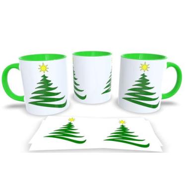 Imagem de Canecas Verde de Porcelana Personalizadas Arvore de Natal - Estampa Su
