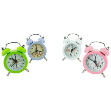 Imagem de Mini Relógio Despertador Mesa Cores Sortidas 7,7cm - Aliança