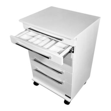 Imagem de Carrinho Branco Suporte Para Esmalte Estéticos Com Rodinhas - Deki Móv