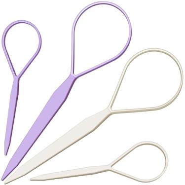 Imagem de Teenitor 4 peças de ferramentas de cabelo rabo de pônei: 2 pares de acessórios de trança francesa para mulheres e meninas - roxo claro/branco