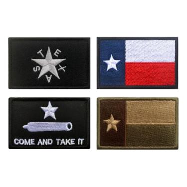 Imagem de Patch de 4 peças Texas Lonely Star Military Combat Patch de bandeira tática militar com gancho e laço bordado tático para roupas, jeans, jaquetas, bonés, mochilas, colete etc