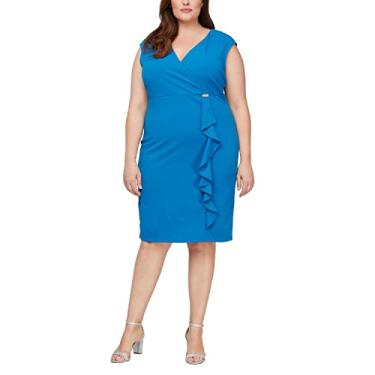 Imagem de S.L. Fashions Vestido feminino plus size sem mangas para sair à noite, Babado imperial, 58
