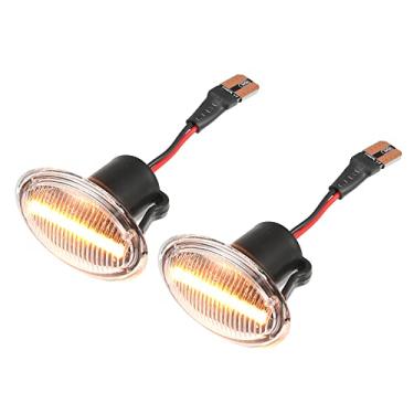 Imagem de X AUTOHAUX 1 par de luzes de sinalização lateral LED para Fiat 500 2 portas 2007-2019 68259985AA ABS metal preto transparente