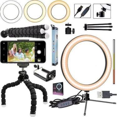 Imagem de Tripé Flexível Iluminador Ring Light Anel Led Celular Universal Foto S