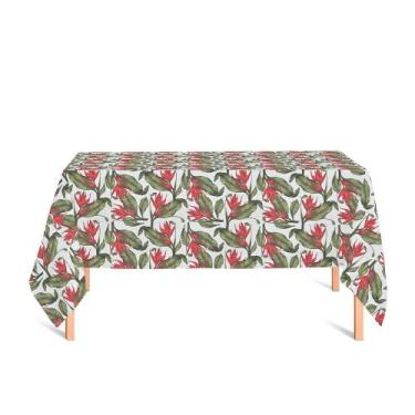 Imagem de Toalha de Mesa Retangular em Tecido Jacquard Estampado Floral Verde e 