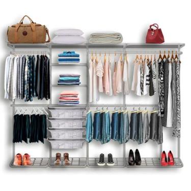 Imagem de Roupeiro Closet Modulado Aramado Gaveta Sapateira Aço 2,80m BR - Casa 