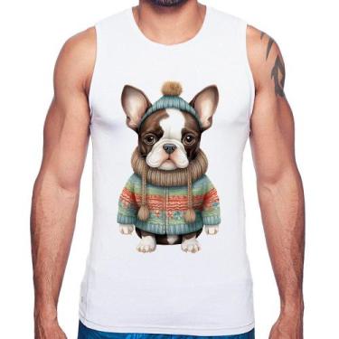 Imagem de Regata Cachorro Bulldog Francês Natalino - Foca na Moda, Branco, G