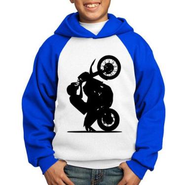 Imagem de Moletom Infantil Moto Grau XT 660 - Foca na Moda, Branco, Azul, 14