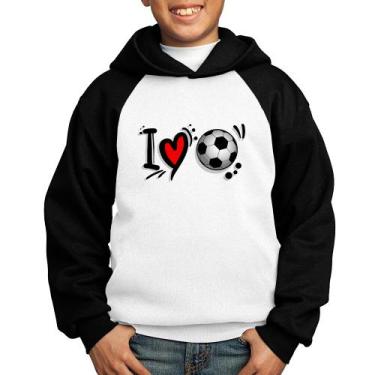 Imagem de Moletom Infantil I Love Futebol - Foca na Moda, Branco, Preto, 4