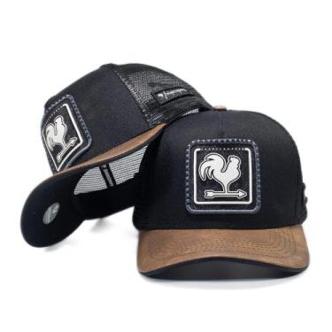 Imagem de Boné Trucker Telinha Aba Couro Lançamento Sharecropper Ajustável Envio