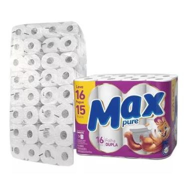 Imagem de Papel Para Banheiro Fardo Com 64 Rolos Macios Folha Dupla - Max Pure