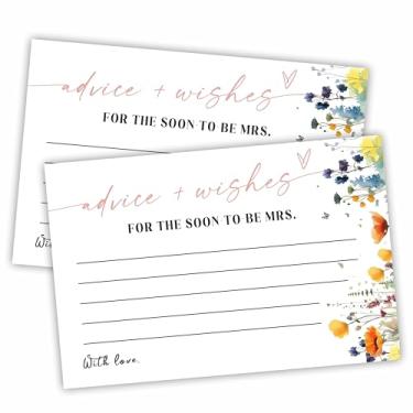 Imagem de Hsupl Cartões de conselhos e desejos florais para chá de panela, 30 peças de cartões de desejos de casamento minimalistas, conselhos para recém-casados, decorações de festa de casamento, lembrancinhas