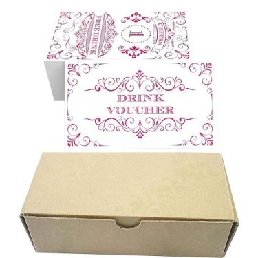 Imagem de RXBC2011 450 cupons de ingressos de bebida grátis para uma bebida grátis, casamento, trabalho, festa, bar, arrecadação de fundos, branco, rosa-choque