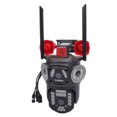 Imagem de Câmera de Segurança Externa Sem Fio de 4 Lentes de 2,4 GHz, Câmera de Vigilância Panorâmica e Inclinação, Câmera para Animais de Estimação, Conversa Bidirecional, Rastreamento de