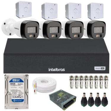 Imagem de Kit 4 Câmeras Intelbras 3220b Full Color Com Áudio Dvr 4ch Mhdx 1004c 