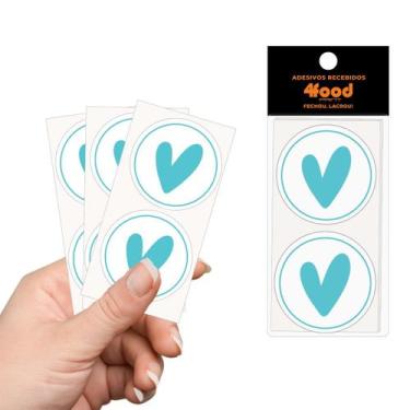 Imagem de 50 Etiquetas Adesivas  Coração TIffany  Adesivos Recebidos  4Cm - 4FOO